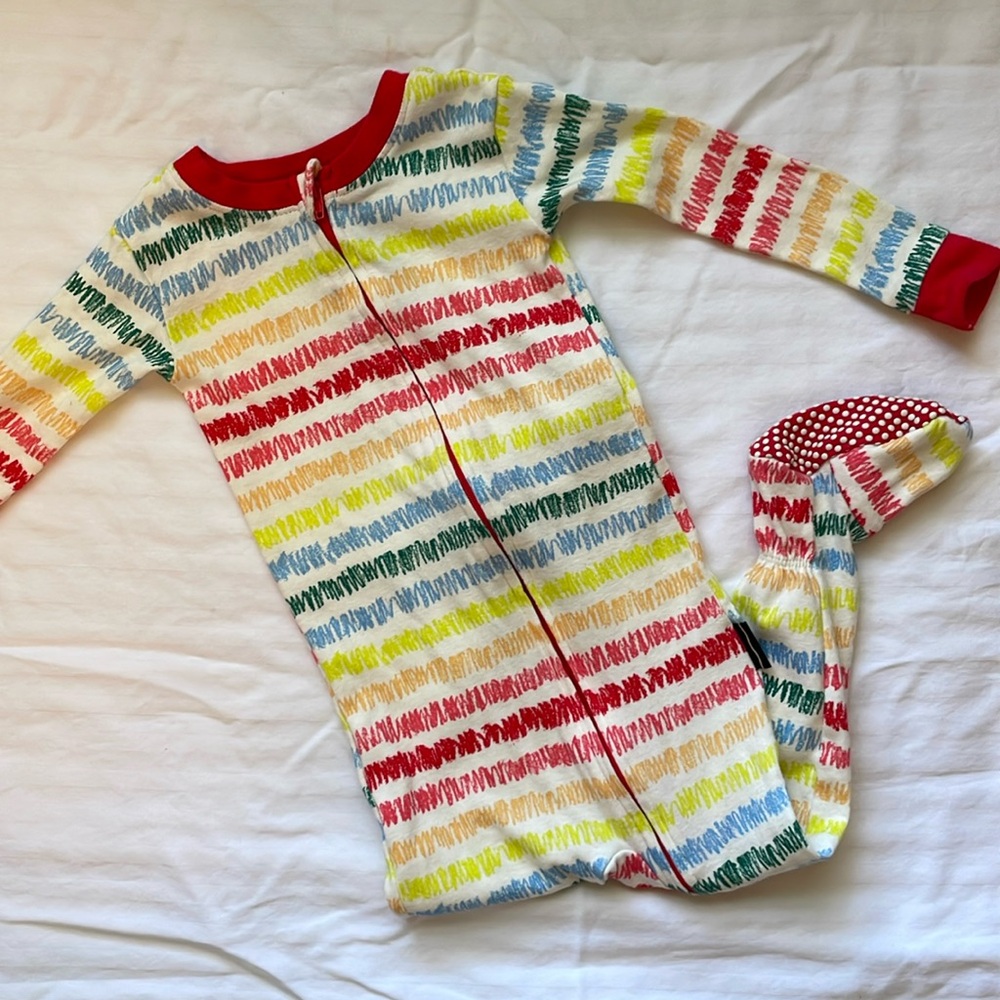 Rainbow Striped Footed Pajamas - Size 18 Months